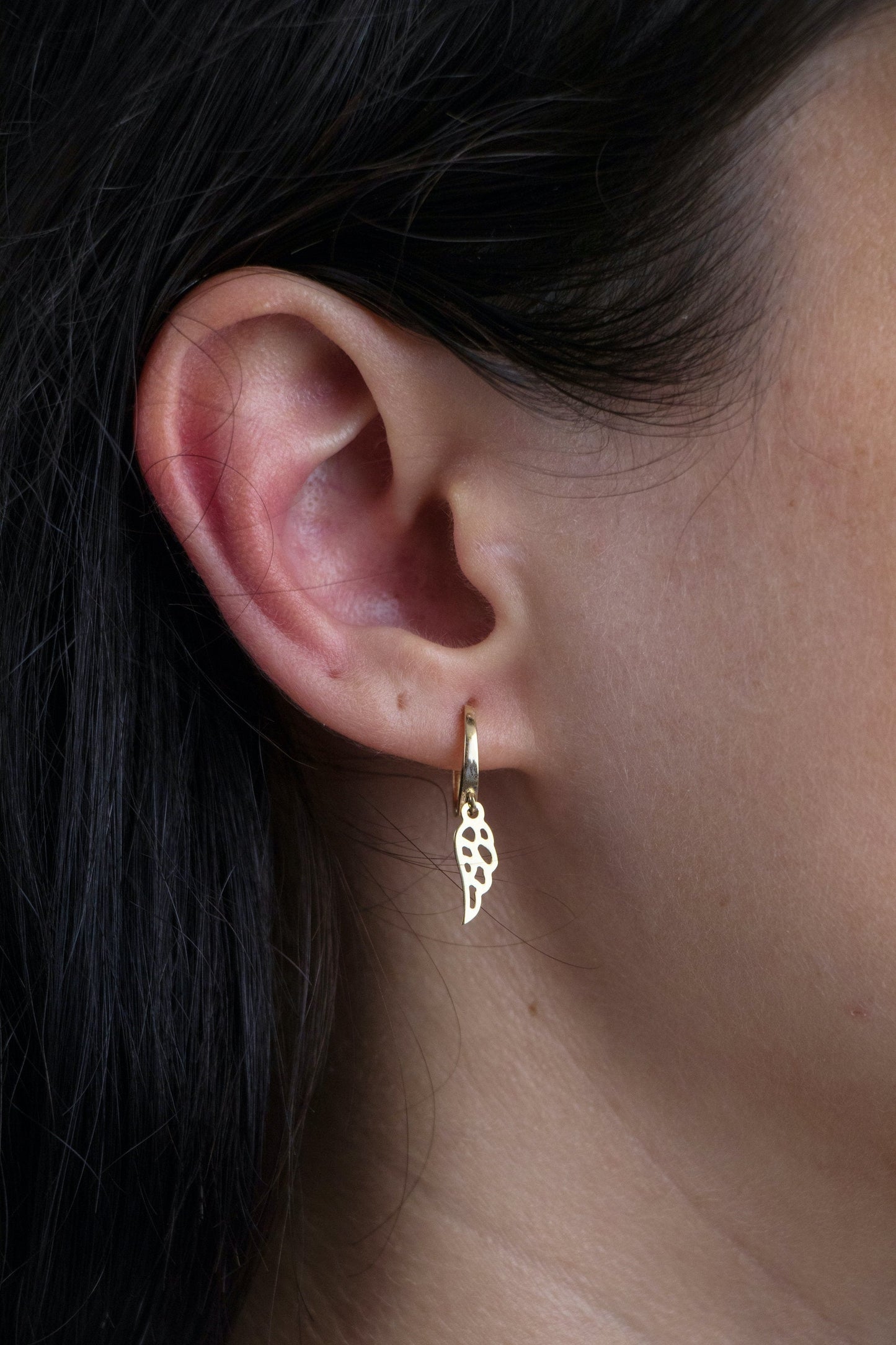 Angel Wing Hoop Earrings in 14K Gold-2