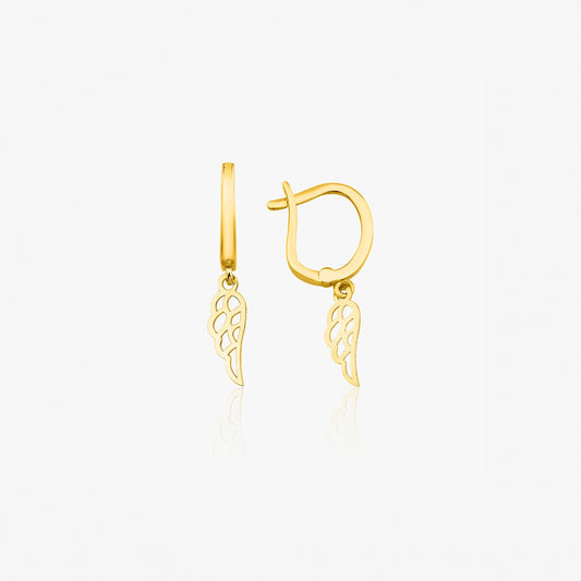 Angel Wing Hoop Earrings in 14K Gold-0