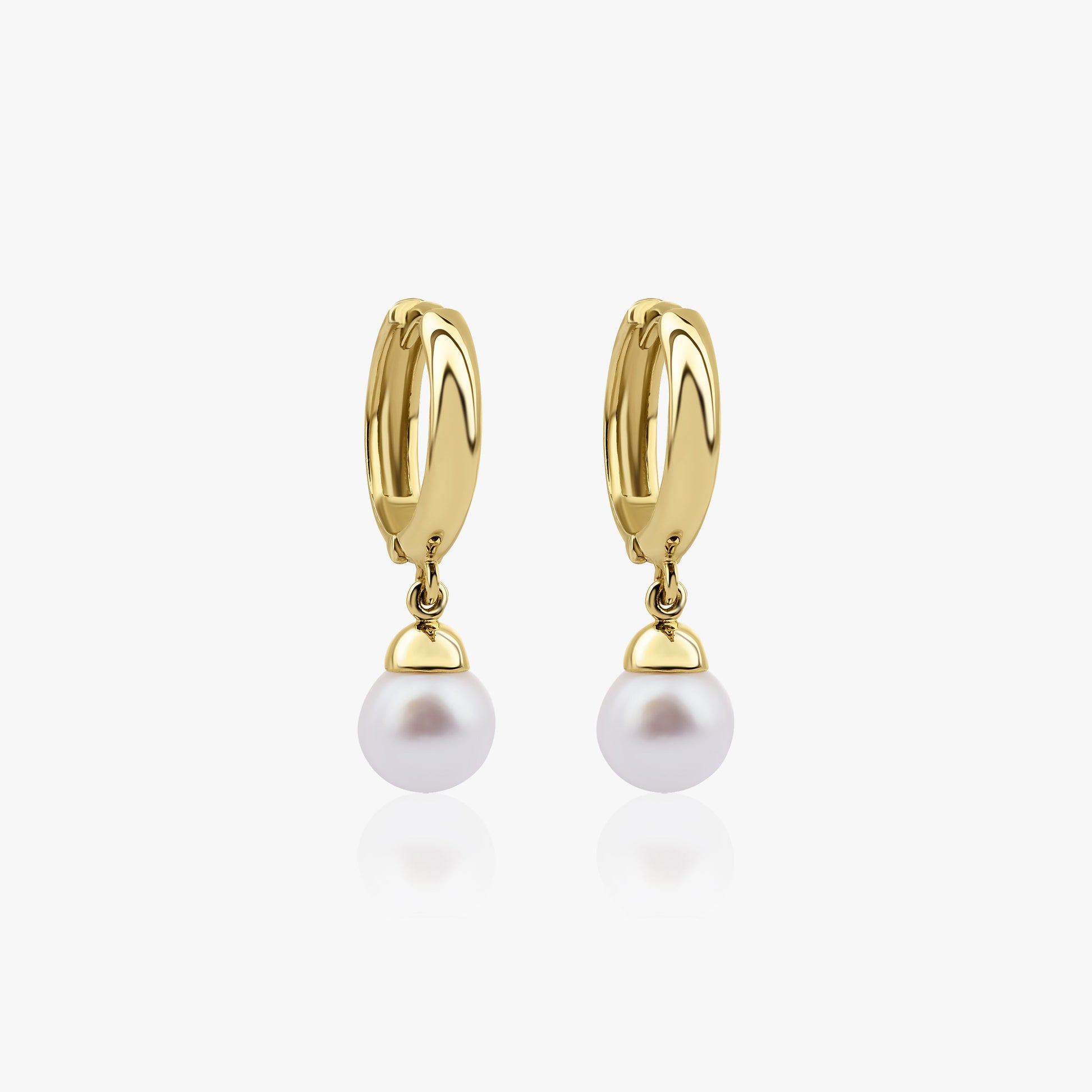 Pearl Dangle Hoops in 14K Gold-0