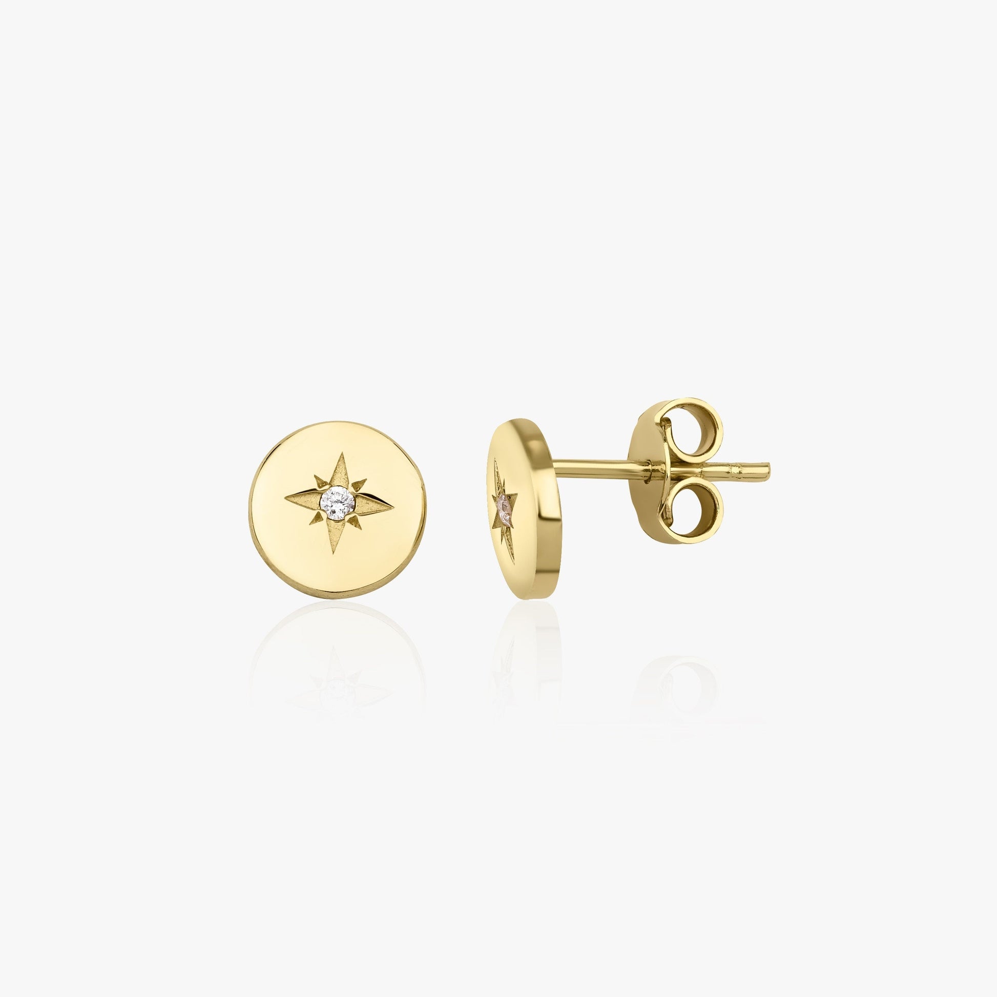 Minimal Diamond North Star Earrings in 14K Gold-0